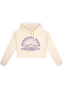 Uscape LSU Tigers Womens White Fleece Cropped Hooded Sweatshirt