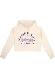 LSU Tigers Womens White Fleece Cropped Hooded Sweatshirt