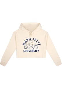 Uscape Marquette Golden Eagles Womens White Fleece Cropped Hooded Sweatshirt