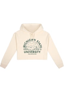 Uscape Michigan State Spartans Womens White Fleece Cropped Hooded Sweatshirt