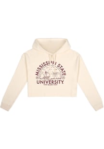 Uscape Mississippi State Bulldogs Womens White Fleece Cropped Hooded Sweatshirt