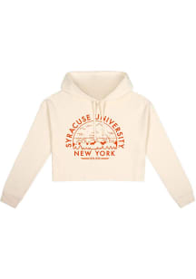Uscape Syracuse Orange Womens White Fleece Cropped Hooded Sweatshirt