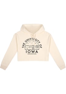 Uscape Iowa Hawkeyes Womens White Fleece Cropped Hooded Sweatshirt