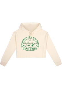 Uscape North Texas Mean Green Womens White Fleece Cropped Hooded Sweatshirt