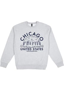 Uscape Chicago Mens Grey Premium Heavyweight Long Sleeve Crew Sweatshirt