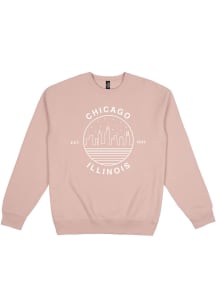 Uscape Chicago Mens Pink Premium Heavyweight Long Sleeve Crew Sweatshirt
