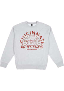 Uscape Cincinnati Mens Grey Premium Heavyweight Long Sleeve Crew Sweatshirt