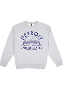 Uscape Detroit Mens Grey Premium Heavyweight Long Sleeve Crew Sweatshirt