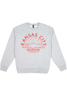 Uscape Kansas City Mens Grey Premium Heavyweight Long Sleeve Crew Sweatshirt