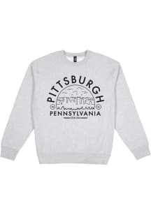 Uscape Pittsburgh Mens Grey Premium Heavyweight Long Sleeve Crew Sweatshirt