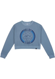 Uscape Dallas Ft Worth Womens Blue Fleece Cropped Crew Sweatshirt