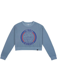 Uscape Detroit Womens Blue Fleece Cropped Crew Sweatshirt