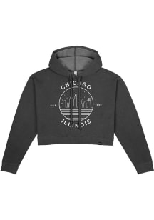 Uscape Chicago Womens Black Fleece Cropped Hooded Sweatshirt