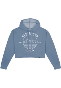 Uscape Cleveland Womens Blue Fleece Cropped Hooded Sweatshirt
