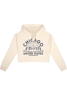 Uscape Chicago Womens White Fleece Cropped Hooded Sweatshirt