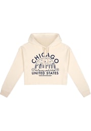 Chicago Womens White Fleece Cropped Hooded Sweatshirt