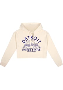 Uscape Detroit Womens White Fleece Cropped Hooded Sweatshirt