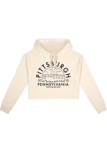 Uscape Pittsburgh Womens White Fleece Cropped Hooded Sweatshirt