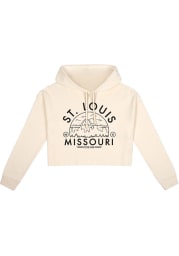 St Louis Womens White Fleece Cropped Hooded Sweatshirt