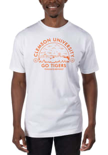 Uscape Clemson Tigers White Garment Dyed Short Sleeve T Shirt