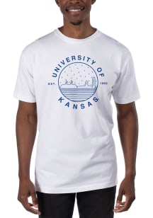 Uscape Kansas Jayhawks White Garment Dyed Short Sleeve T Shirt