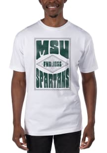 Uscape Michigan State Spartans White Garment Dyed Short Sleeve T Shirt