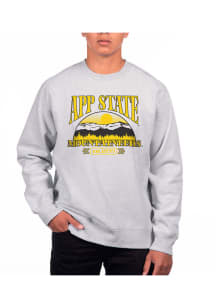 Uscape Appalachian State Mountaineers Mens Grey Heather Heavyweight Long Sleeve Crew Sweatshirt