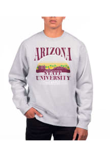 Uscape Arizona State Sun Devils Mens Grey Heather Heavyweight Long Sleeve Crew Sweatshirt