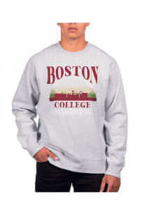 Uscape Boston College Eagles Mens Grey Heather Heavyweight Long Sleeve Crew Sweatshirt