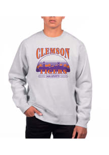 Uscape Clemson Tigers Mens Grey Heather Heavyweight Long Sleeve Crew Sweatshirt