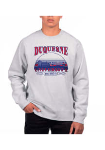 Uscape Duquesne Dukes Mens Grey Heather Heavyweight Long Sleeve Crew Sweatshirt