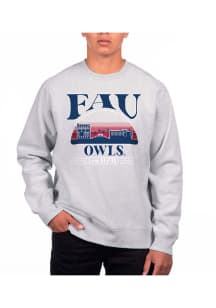 Uscape Florida Atlantic Owls Mens Grey Heather Heavyweight Long Sleeve Crew Sweatshirt