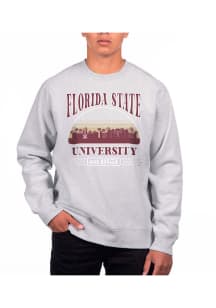 Uscape Florida State Seminoles Mens Grey Heather Heavyweight Long Sleeve Crew Sweatshirt