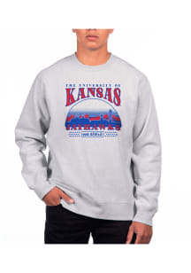 Uscape Kansas Jayhawks Mens Grey Heather Heavyweight Long Sleeve Crew Sweatshirt