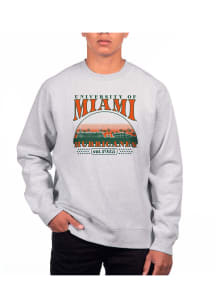 Uscape Miami Hurricanes Mens Grey Heather Heavyweight Long Sleeve Crew Sweatshirt