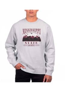 Uscape Mississippi State Bulldogs Mens Grey Heather Heavyweight Long Sleeve Crew Sweatshirt