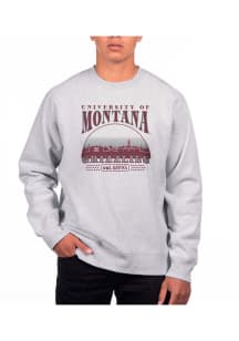 Uscape Montana Grizzlies Mens Grey Heather Heavyweight Long Sleeve Crew Sweatshirt