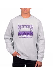 Uscape Northwestern Wildcats Mens Grey Heather Heavyweight Long Sleeve Crew Sweatshirt
