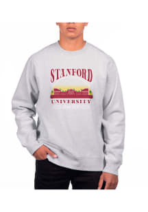 Uscape Stanford Cardinal Mens Grey Heather Heavyweight Long Sleeve Crew Sweatshirt