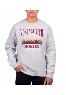 Uscape Virginia Tech Hokies Mens Grey Heather Heavyweight Long Sleeve Crew Sweatshirt