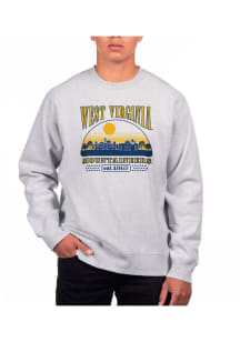 Uscape West Virginia Mountaineers Mens Grey Heather Heavyweight Long Sleeve Crew Sweatshirt