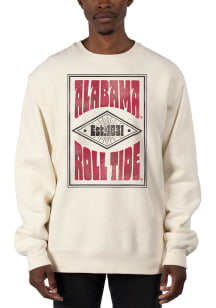 Uscape Alabama Crimson Tide Mens White Heavyweight Long Sleeve Crew Sweatshirt