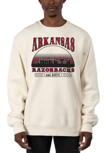 Uscape Arkansas Razorbacks Mens White Heavyweight Long Sleeve Crew Sweatshirt