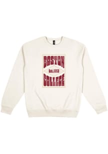 Uscape Boston College Eagles Mens White Heavyweight Long Sleeve Crew Sweatshirt