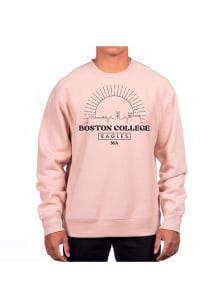 Uscape Boston College Eagles Mens Pink Heavyweight Long Sleeve Crew Sweatshirt
