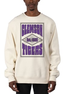 Uscape Clemson Tigers Mens White Heavyweight Long Sleeve Crew Sweatshirt