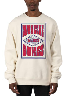 Uscape Duquesne Dukes Mens White Heavyweight Long Sleeve Crew Sweatshirt