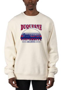 Uscape Duquesne Dukes Mens White Heavyweight Long Sleeve Crew Sweatshirt