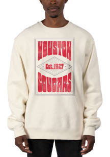 Uscape Houston Cougars Mens White Heavyweight Long Sleeve Crew Sweatshirt