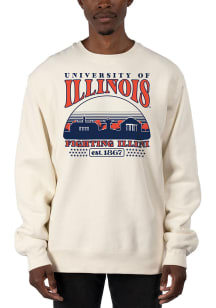 Uscape Illinois Fighting Illini Mens White Heavyweight Long Sleeve Crew Sweatshirt